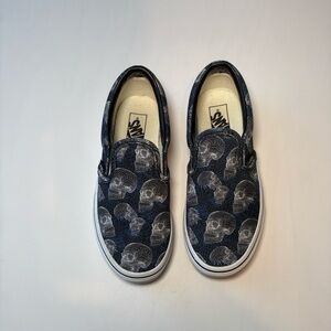 Vans Kids Navy Skull Slip-On Sneakers